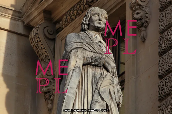 : Bossuet statue, Cour Napoleon, Louvre, Paris, France : Bossuet statue, Cour Napoleon, Louvre, Paris, France
