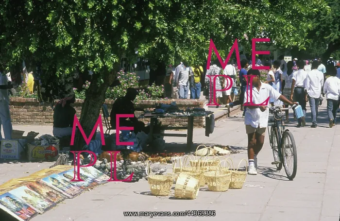 : Botswana, Gaberone 1990s : City scene. Open air market : Botswana, Gaberone 1990s : City scene. Open air market