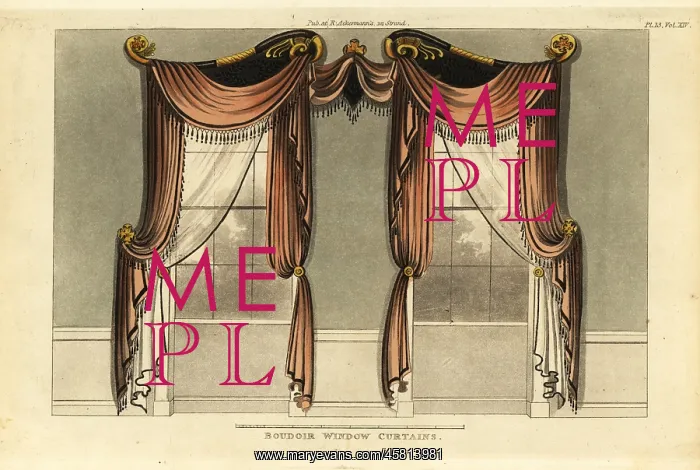 : Boudoir or breakfast-parlour window curtains, 1815 : Boudoir or breakfast-parlour window curtains, 1815