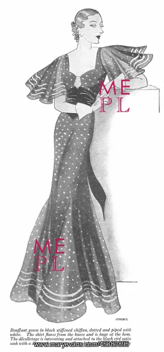 : Bouffant gown in black stiffened chiffon : Bouffant gown in black stiffened chiffon