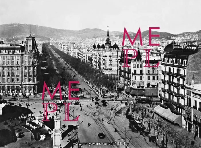 : Boulevard in Barcelona, 1934 : Boulevard in Barcelona, 1934
