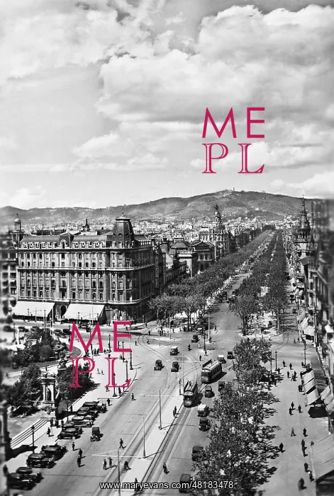 : Boulevard in Barcelona, 1934 : Boulevard in Barcelona, 1934