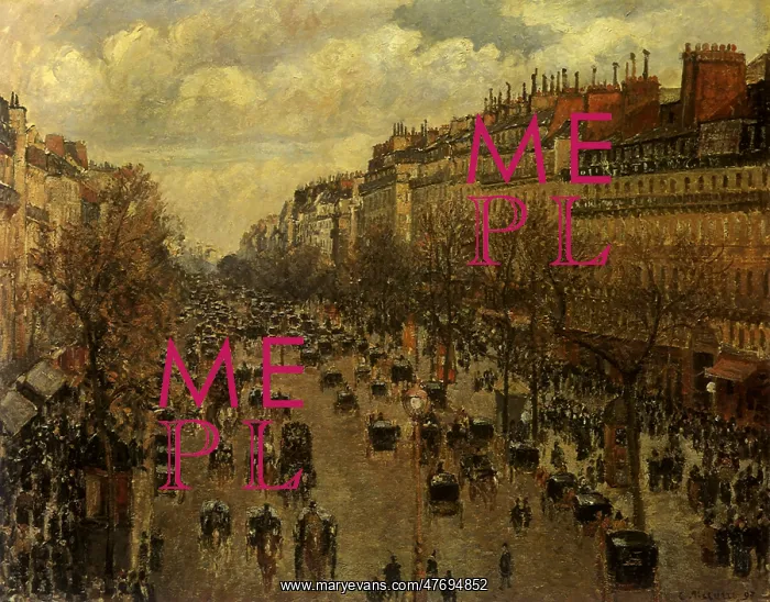 : Boulevard Montmartre, Afternoon Sun, Camille Pissarro : Boulevard Montmartre, Afternoon Sun, Camille Pissarro