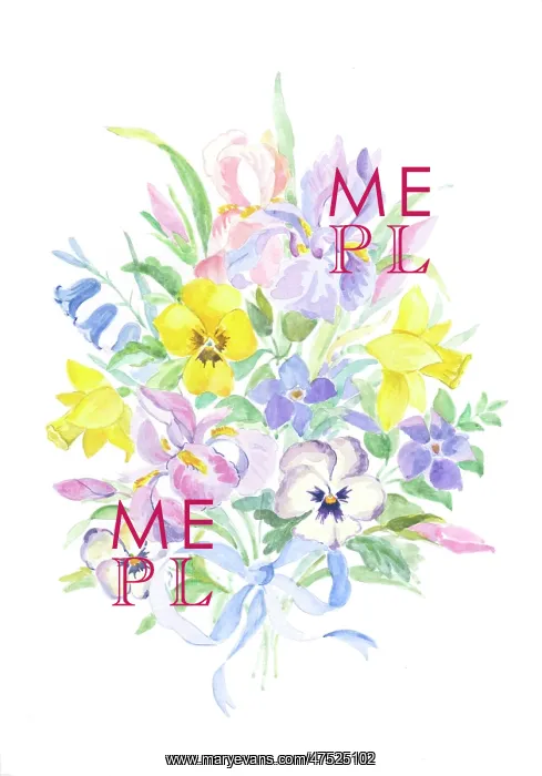 : Bouquet with Pansies, Irises, Daffodils, etc : Bouquet with Pansies, Irises, Daffodils, etc