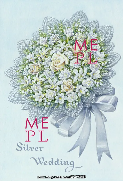 : Bouquet of white flowers with silver ribbon : Bouquet of white flowers with silver ribbon