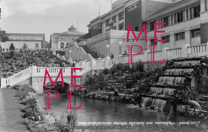 : Bournemouth Pavilion, Rockery and Waterfall : Bournemouth Pavilion, Rockery and Waterfall