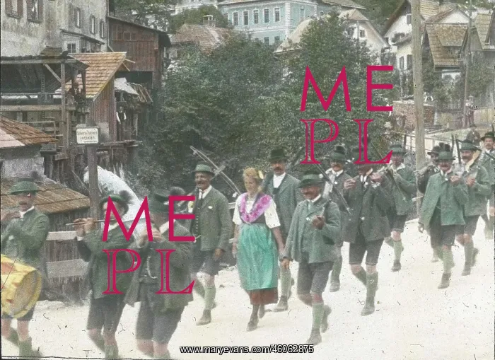 : Bowmen. The Stachelschuetzen (bowmen) of Ebensee in front of the Zehentleitnermuehle : Bowmen. The Stachelschuetzen (bowmen) of Ebensee in front of the Zehentleitnermuehle
