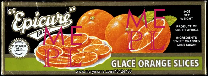  : Box label, Epicure Glace Orange Slices