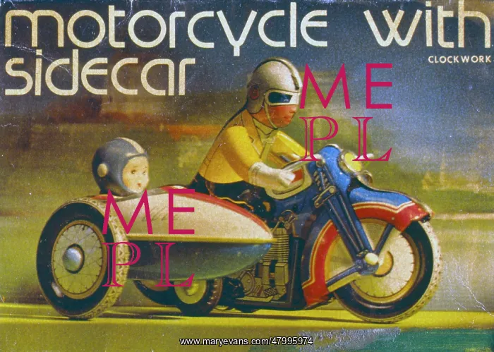 : Box lid, motorcycle with sidecar : Box lid, motorcycle with sidecar