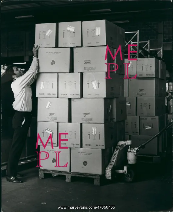 : Boxes of LPs and Elvis Presley's clothes, Heathrow : Boxes of LPs and Elvis Presley's clothes, Heathrow