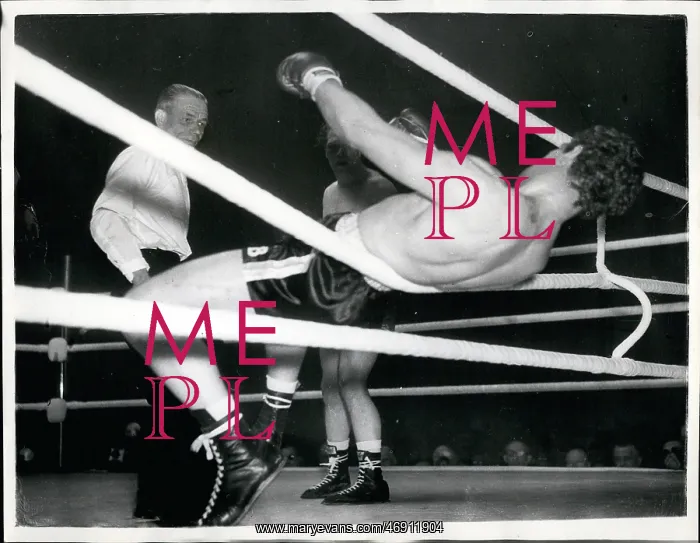 : Boxing. Mar. 03, 1956 - Ron Barton Goes through the Ropes - But wins Fight : Boxing. Mar. 03, 1956 - Ron Barton Goes through the Ropes - But wins Fight