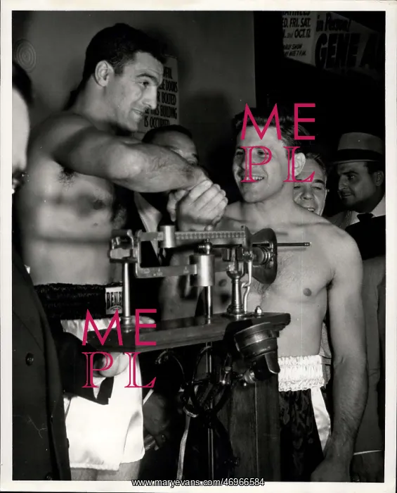 : Boxing. Apr. 17 Rocky Marciano (left) and Roland La Staza : Boxing. Apr. 17 Rocky Marciano (left) and Roland La Staza