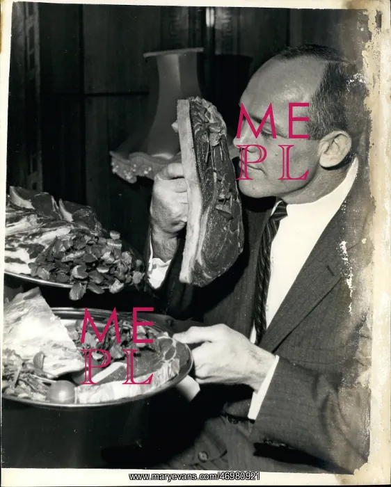 : Boxing. 1960 - Rademacher Selects A Steak: Photo Shows American boxer : Boxing. 1960 - Rademacher Selects A Steak: Photo Shows American boxer