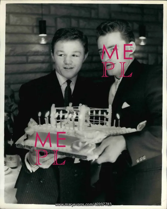 : Boxing. Feb. 02, 1961 - Terry Spinks gets a 23rd Birthday cake : Boxing. Feb. 02, 1961 - Terry Spinks gets a 23rd Birthday cake