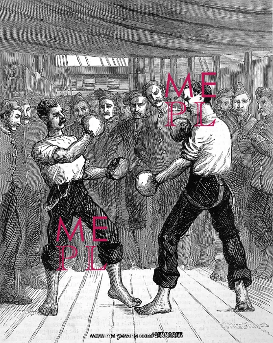 : Boxing on board a Troopship, 1876 : Boxing on board a Troopship, 1876