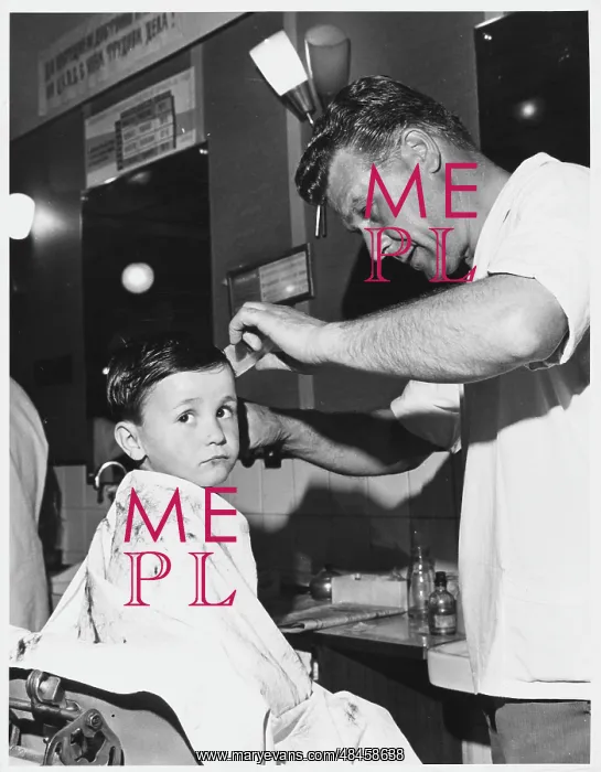 : BOY AT A BARBER'S SHOP : BOY AT A BARBER'S SHOP