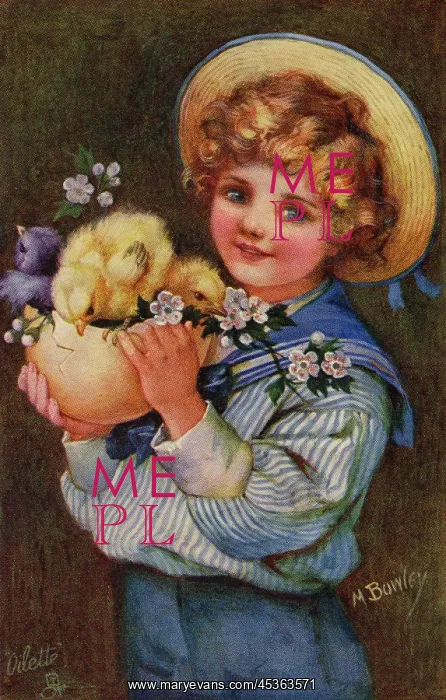 : Boy bearing Easter gifts : Boy bearing Easter gifts