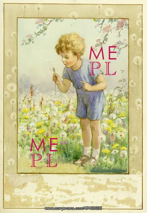 : Boy blowing on a Dandelion Clock