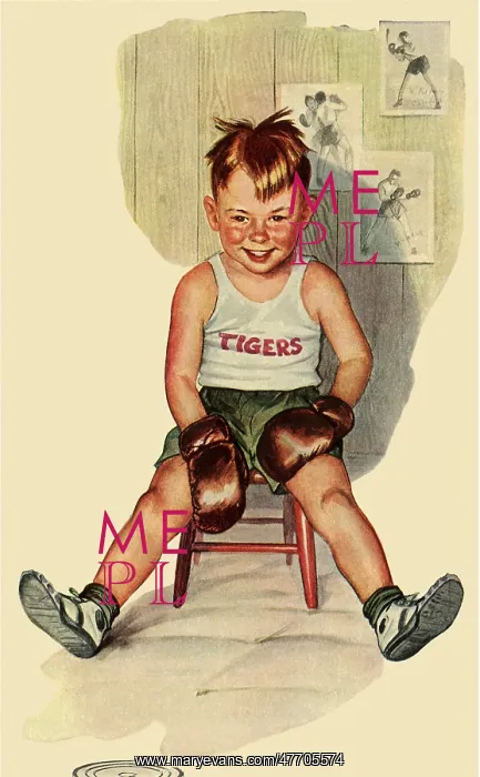: Boy Boxer on Stool : Boy Boxer on Stool