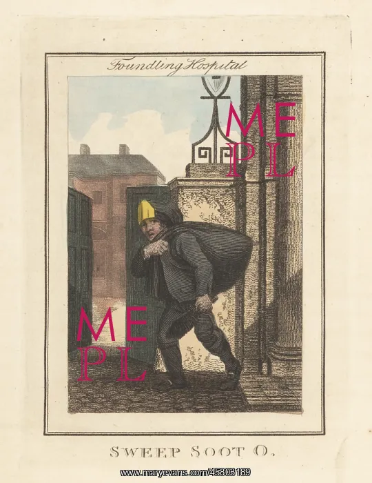 : Boy chimney sweep selling soot at the Foundling : Boy chimney sweep selling soot at the Foundling
