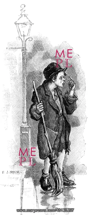 : Boy crossing sweeper who would earn a few pence : Boy crossing sweeper who would earn a few pence