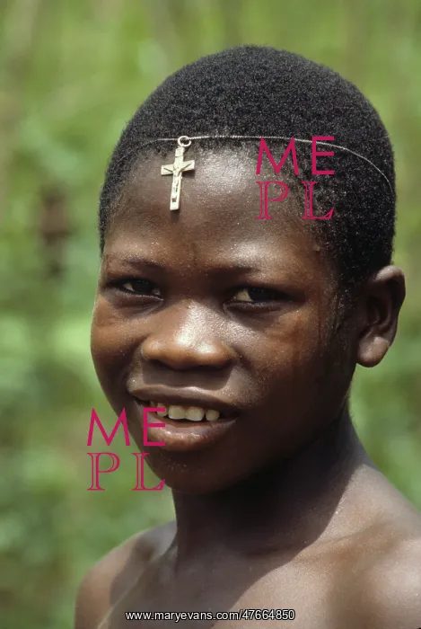 : Boy with crucifix on his forehead, Sierra Leone : Boy with crucifix on his forehead, Sierra Leone