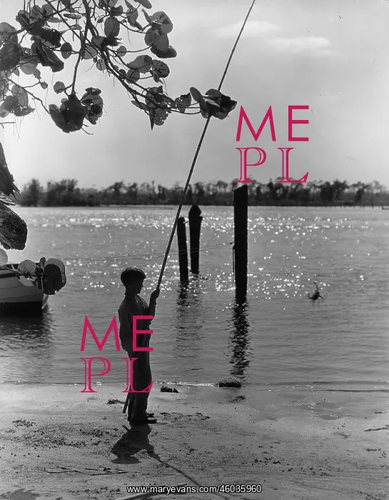 : Boy fishing prawns : Boy fishing prawns