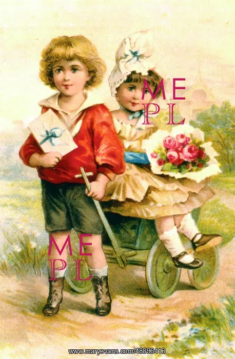  : Boy and girl with a cart