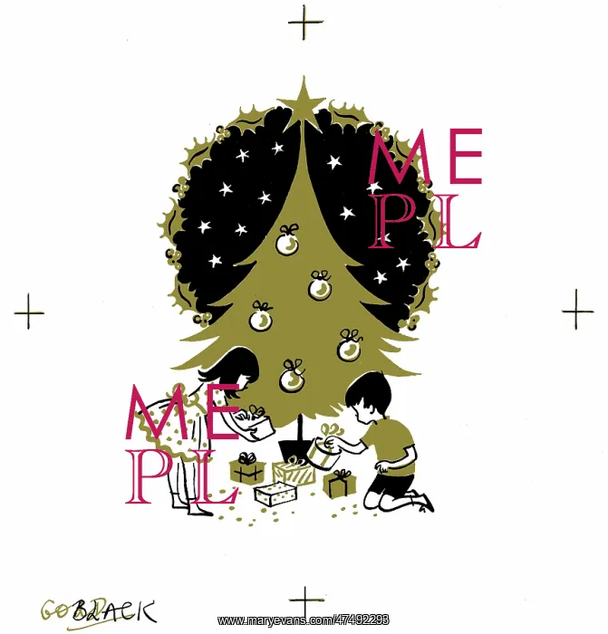 : Boy & Girl beside Christmas tree with presents : Boy & Girl beside Christmas tree with presents