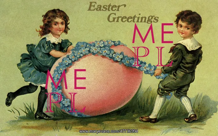  : Boy and Girl with Large Easter Egg