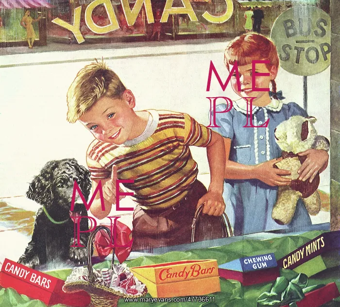  : Boy and Girl looking in Candy Store Window