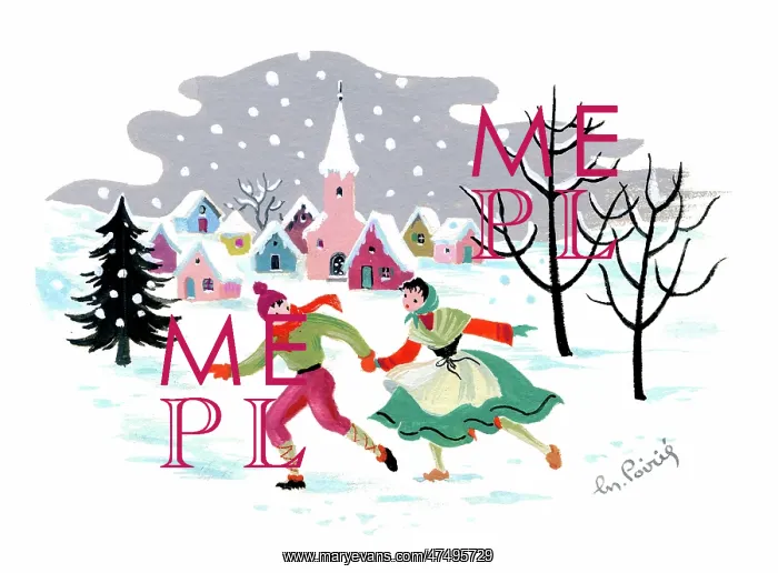 : Boy and girl running in the snow : Boy and girl running in the snow
