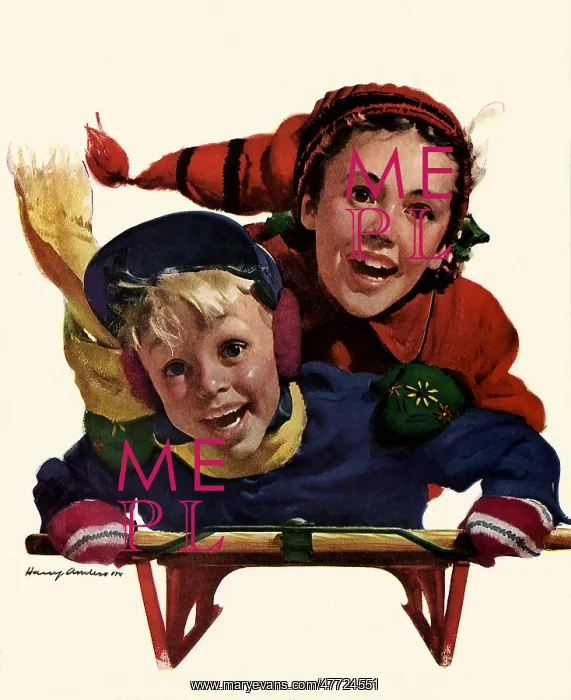  : Boy and Girl on Sled