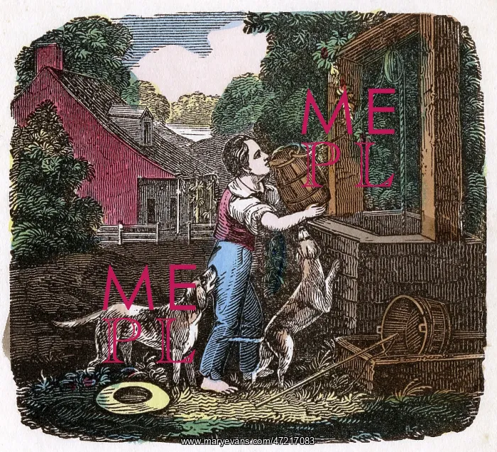 : BOY GOES TO WELL C1830 : BOY GOES TO WELL C1830