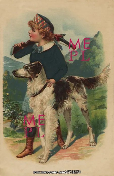  : Boy holding Crossbow with Dog