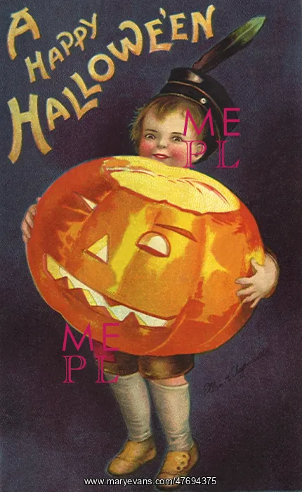 : Boy holding huge Jack-O-Lantern : Boy holding huge Jack-O-Lantern