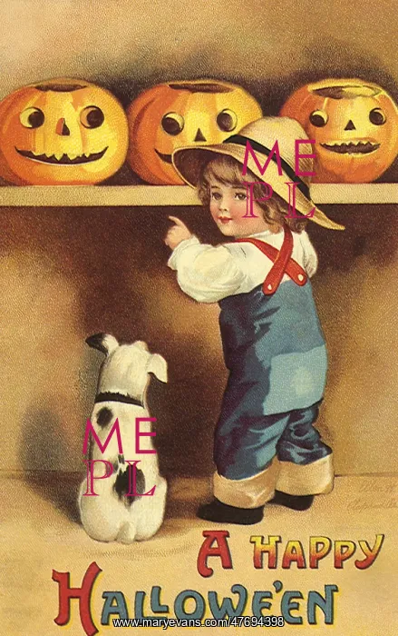 : Boy and Jack-O-Lanterns : Boy and Jack-O-Lanterns