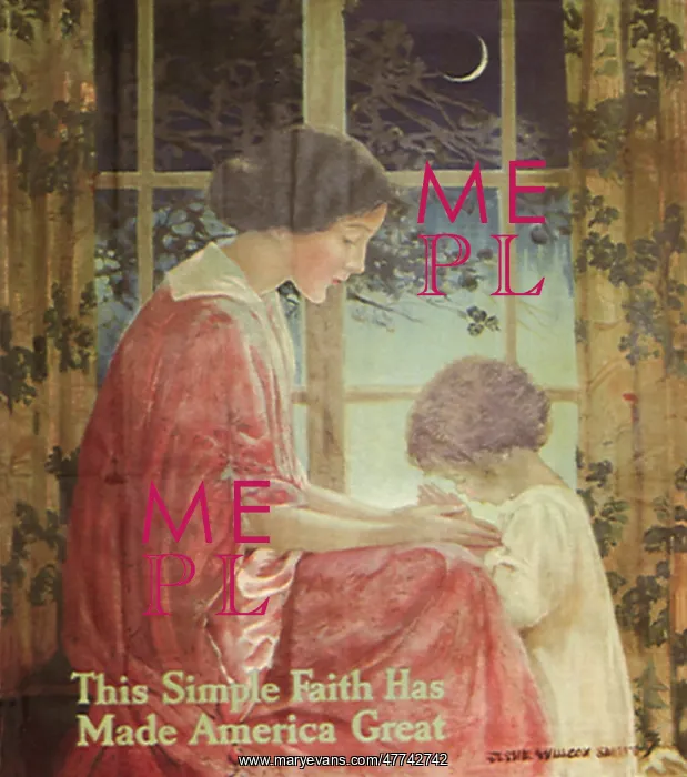 : Boy kneeling in Prayer before Mother : Boy kneeling in Prayer before Mother
