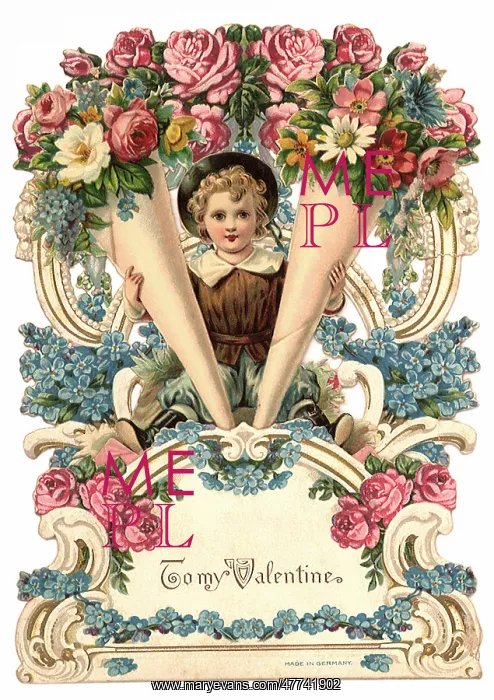  : Boy with Large Bouquets of Flowers Valentine