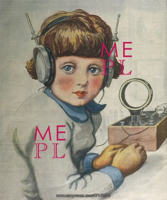 : Boy listening to a radio : Boy listening to a radio