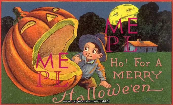 : Boy Looking in a Giant Jack-o-Lantern : Boy Looking in a Giant Jack-o-Lantern
