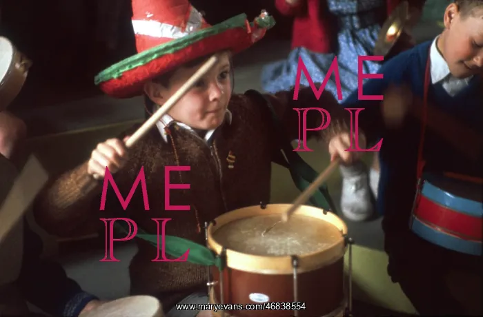 : Boy playing drum at a Hackney school : Boy playing drum at a Hackney school