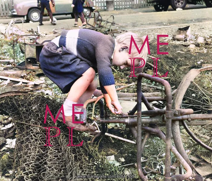: Boy playing with junk, Balham, SW London : Boy playing with junk, Balham, SW London