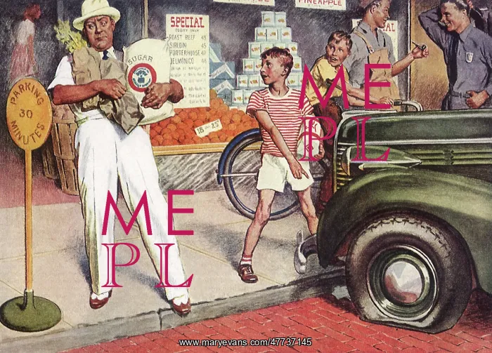 : Boy points out Man's Flat Tire : Boy points out Man's Flat Tire