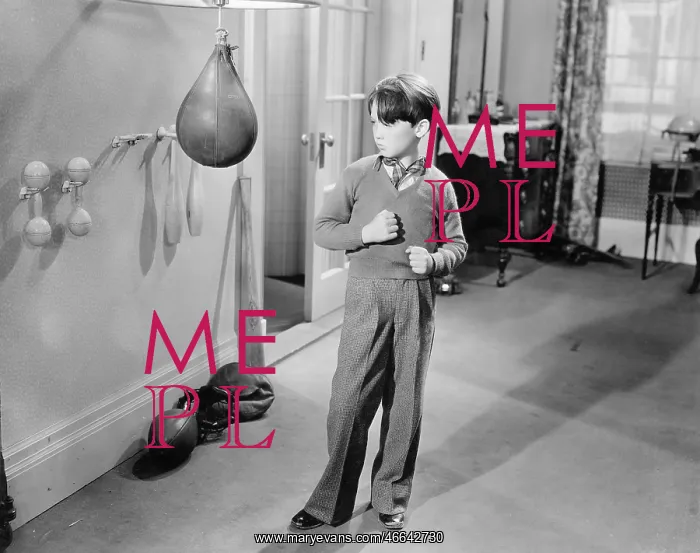 : Boy with punching ball in the living room : Boy with punching ball in the living room