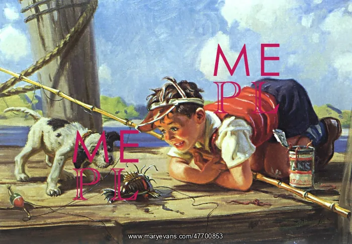 : Boy with Puppy and Fish : Boy with Puppy and Fish
