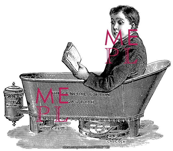  : BOY READING BOOK IN BATH