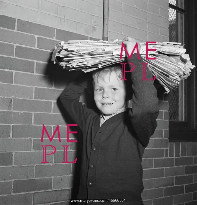 : Boy - Recycle - Newspaper - WWII : Boy - Recycle - Newspaper - WWII