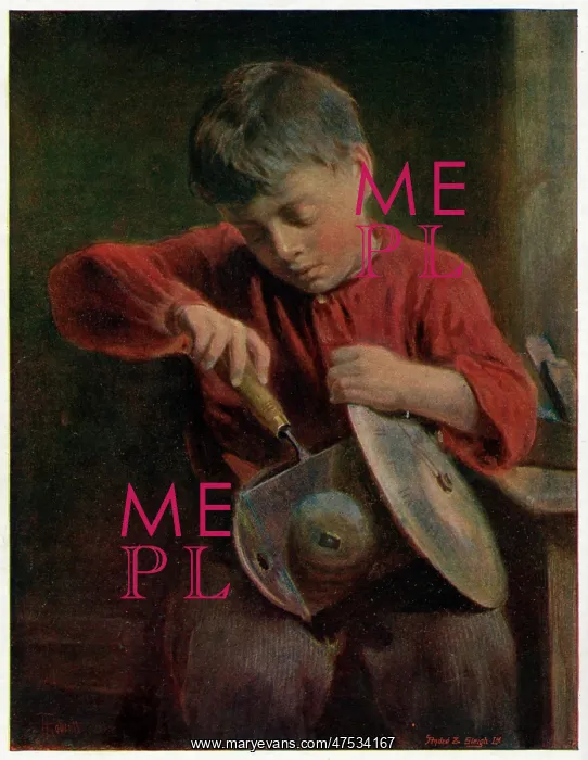 : Boy repairing a clock -- Something Wrong with the Works : Boy repairing a clock -- Something Wrong with the Works