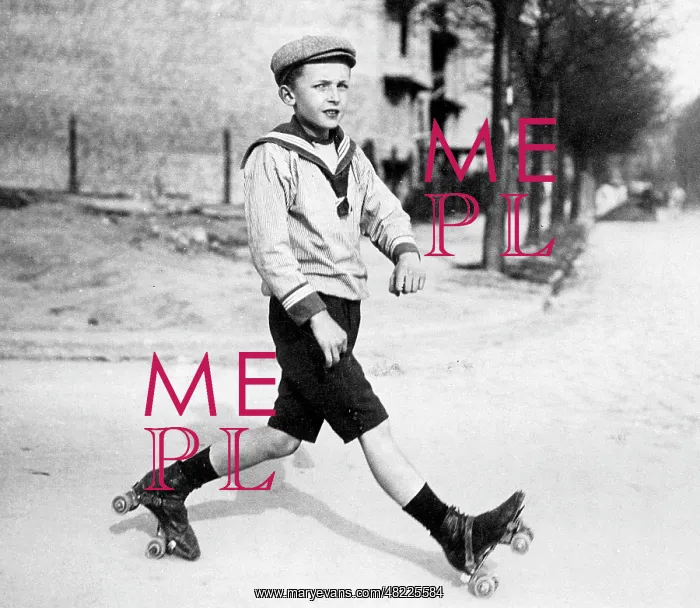 : A boy roller skating in Berlin, 1910 : A boy roller skating in Berlin, 1910